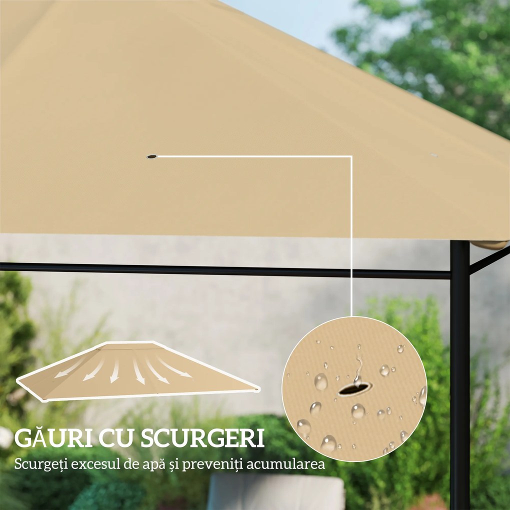 Outsunny Acoperiș de Schimb Foișor, Rezistent la Intemperii, 397 x 297 cm, Bej | Aosom Romania