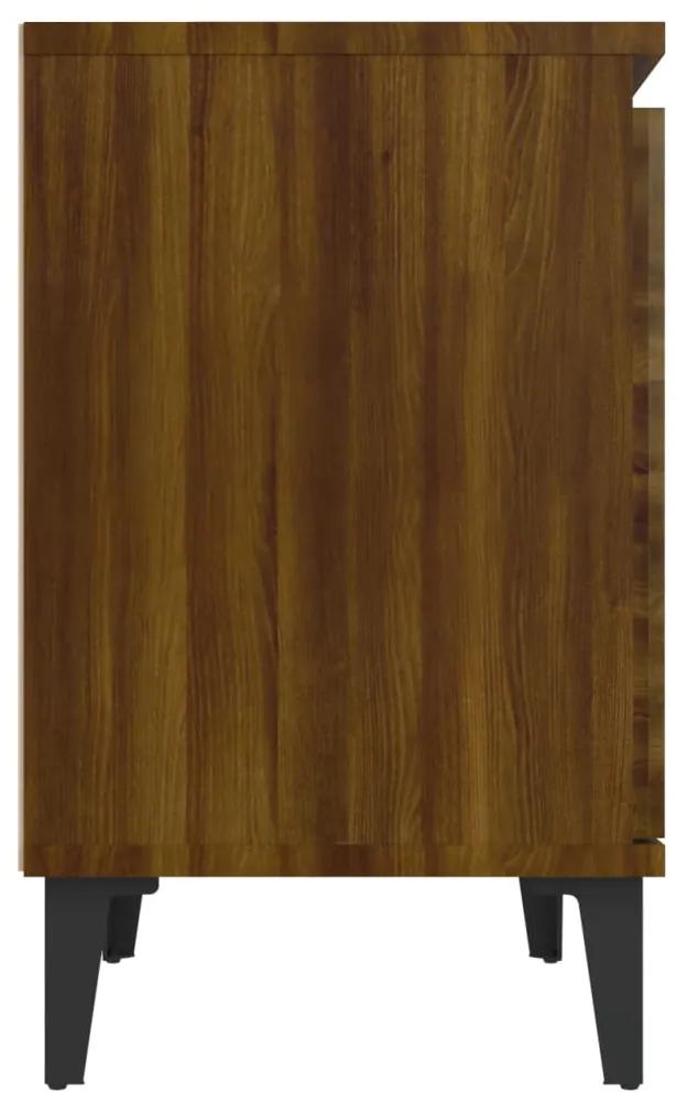 Noptiera cu picioare din metal, stejar maro, 40x30x50 cm 1, Stejar brun
