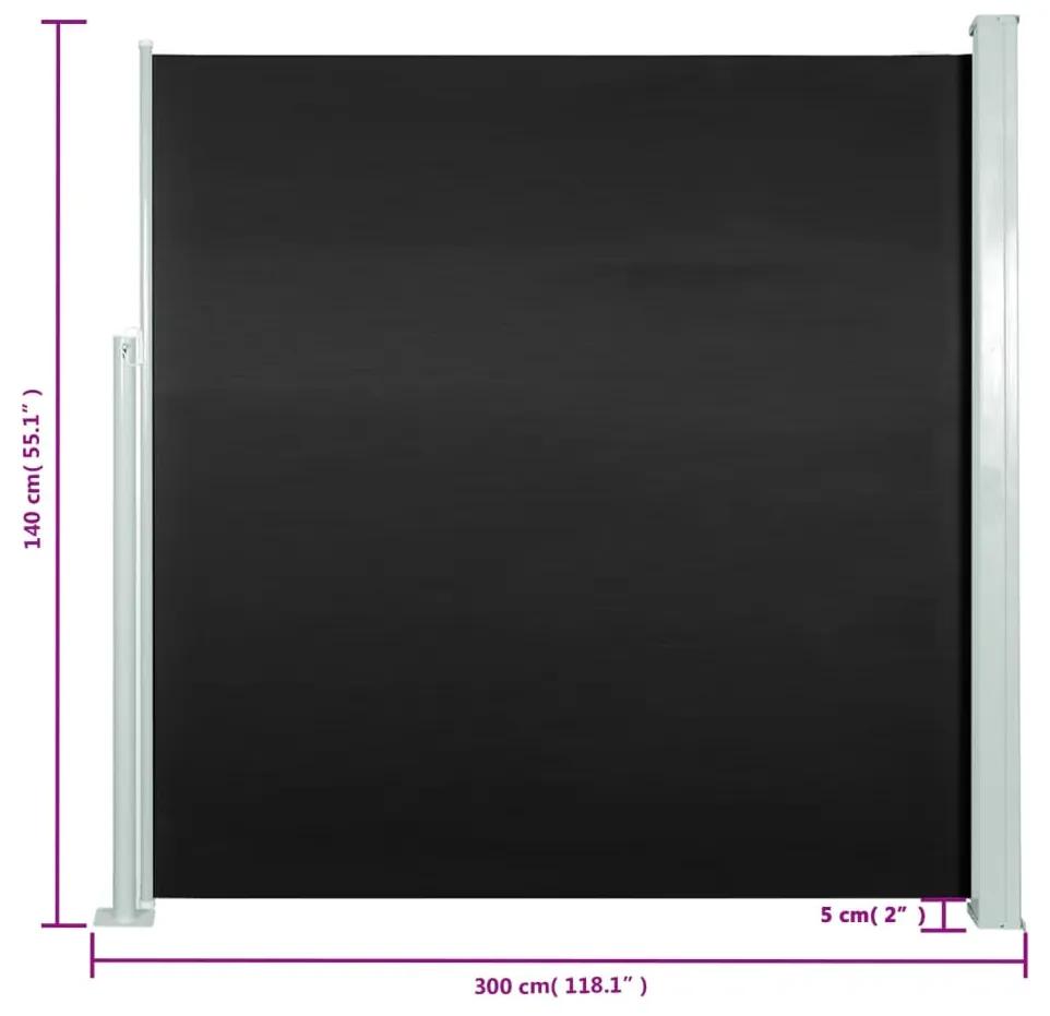 Copertina laterala retractabila de terasa, negru, 140x300 cm Negru, 140 x 300 cm