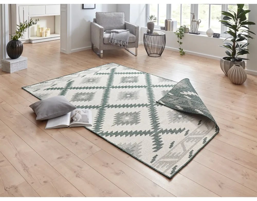 Covor adecvat pentru exterior NORTHRUGS Malibu, 170 x 120 cm, verde-crem