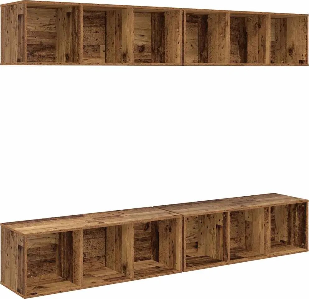 vidaXL Set comodă TV 4 pcs Lemn Vechi 37 x 37 x 107 cm Lemn compozit