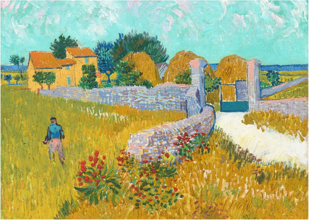 Tablou pe sticlă - Vincent van Gogh, Farmhouse in Provence, reproducere (70x50 cm)