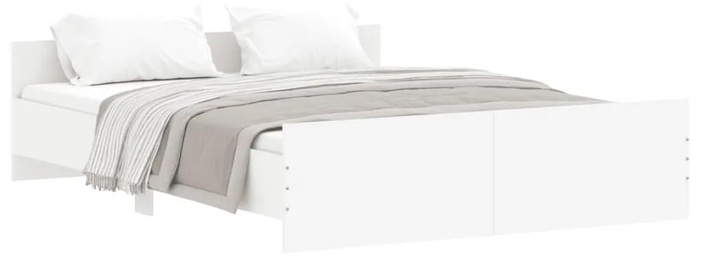 3203754 vidaXL Cadru de pat cu tăblie, alb, 150x200 cm