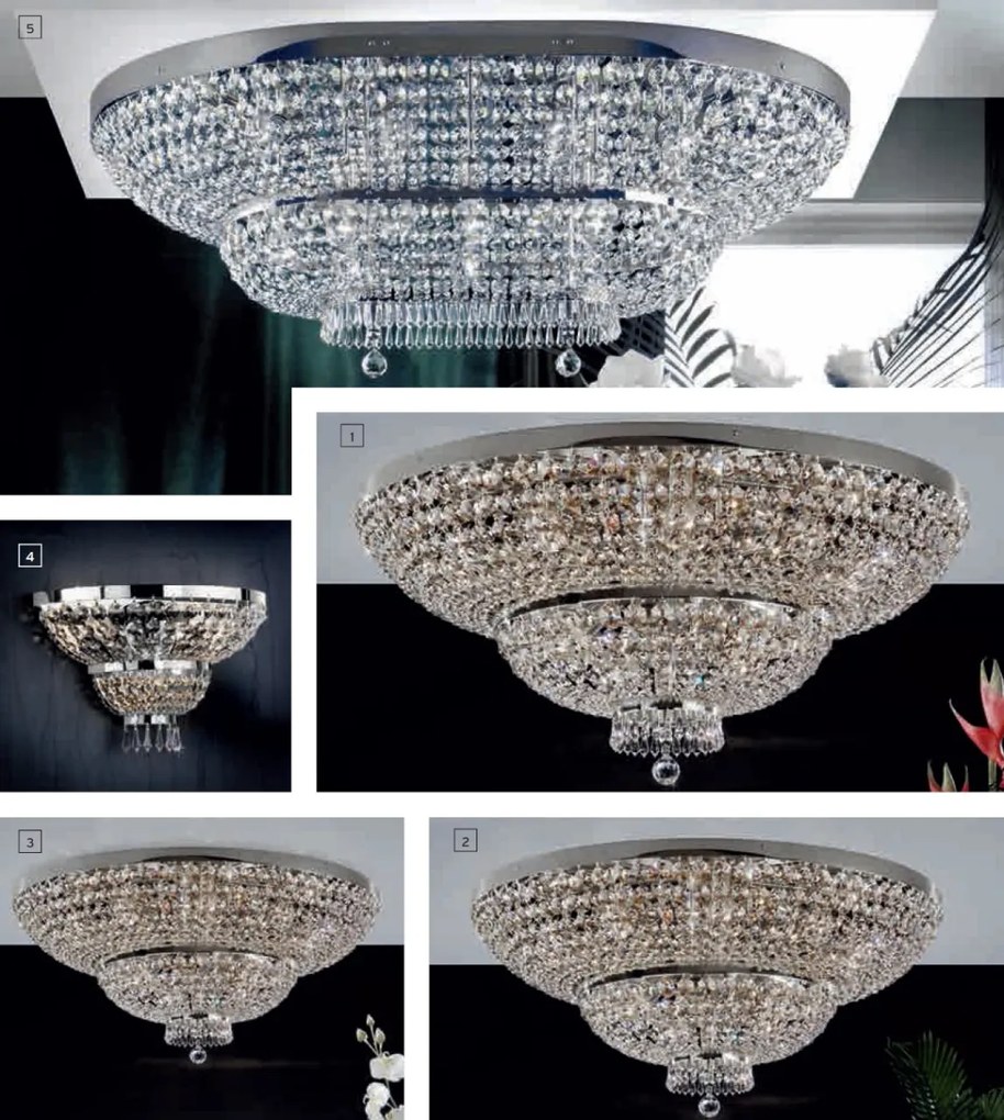 Aplica de perete cristal Schöler design de lux Sheraton 3L, chrome