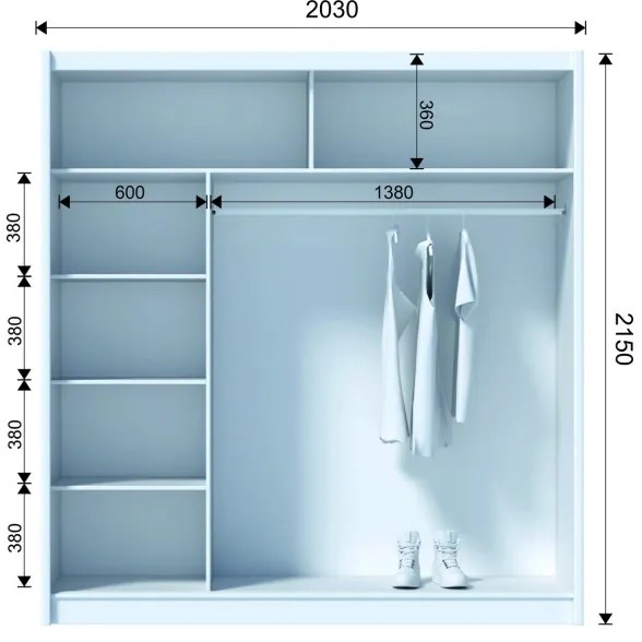 Șifonier cu uși culisante SAPHIRA 203x215 cm stejar sonoma