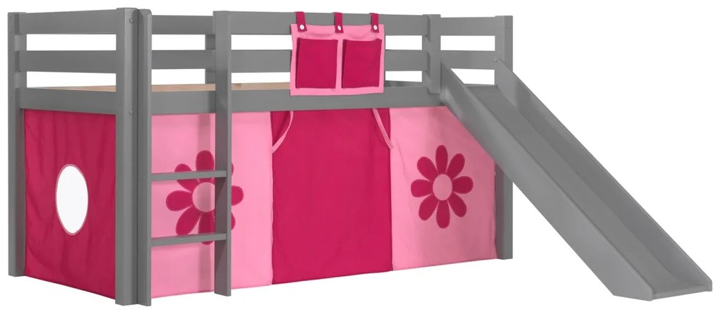 Pat supraetajat PINO, cu tobogan și scară , 209 x 217 x 115 cm, Gri , VIPACK – Soluție completă pentru joacă și studiu aceasta este titlul pe care