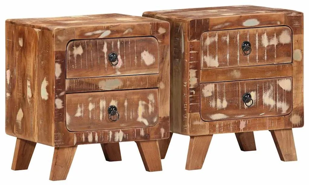 vidaXL Noptiera 2 buc 40x32x46 cm lemn masiv recuperat