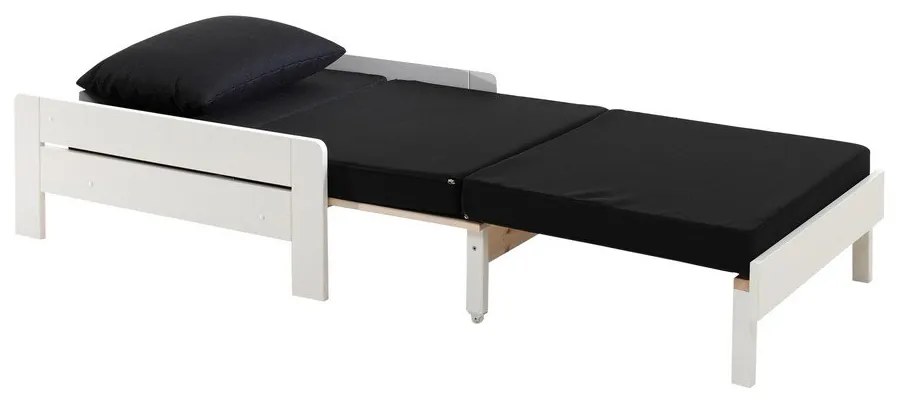 Pat pentru copii alb înalt din lemn masiv de pin cu spațiu de depozitare 90x200 cm PINO – Vipack