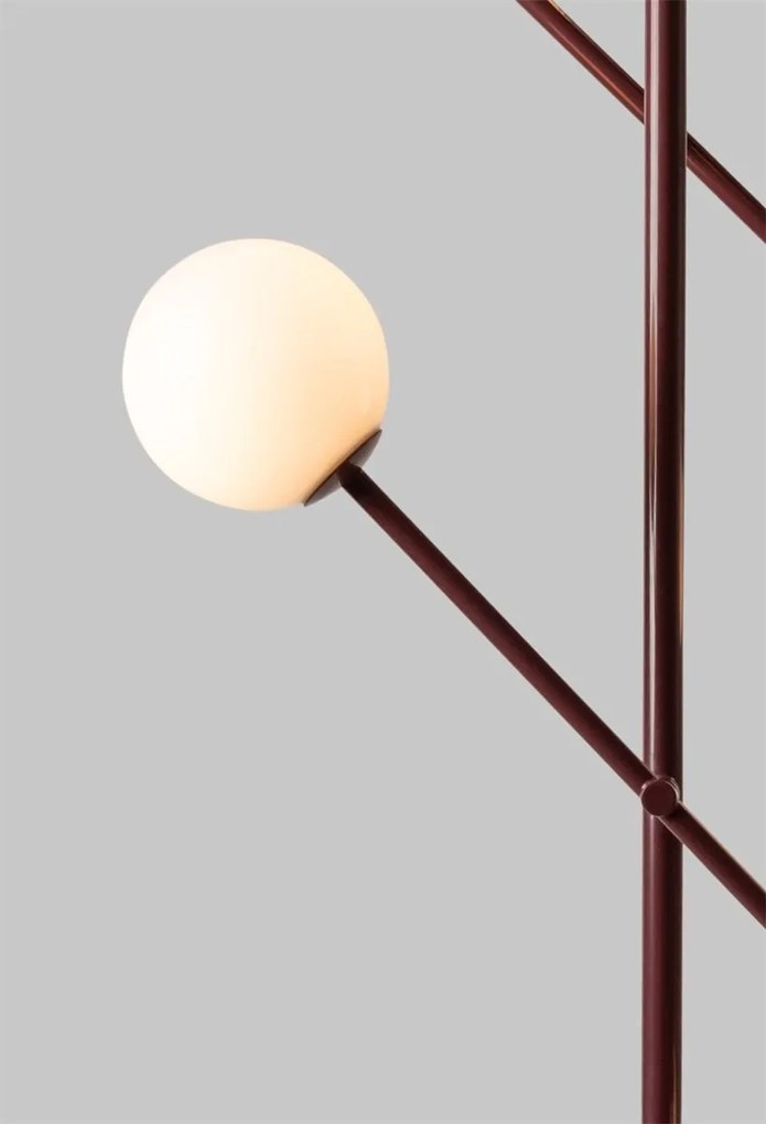 Lampadar cu 4 globuri sticla si metal visiniu Copenhagen