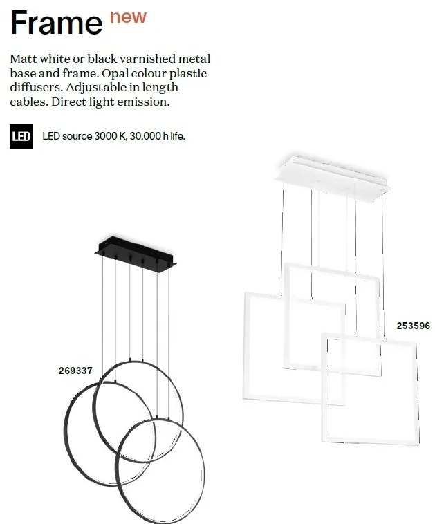 Lustra LED suspendata design geometric circular FRAME PL alba