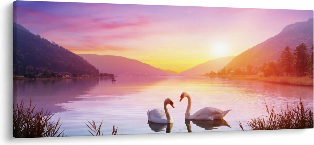 Tablou - Lebăde îndrăgostite (120x50 cm)