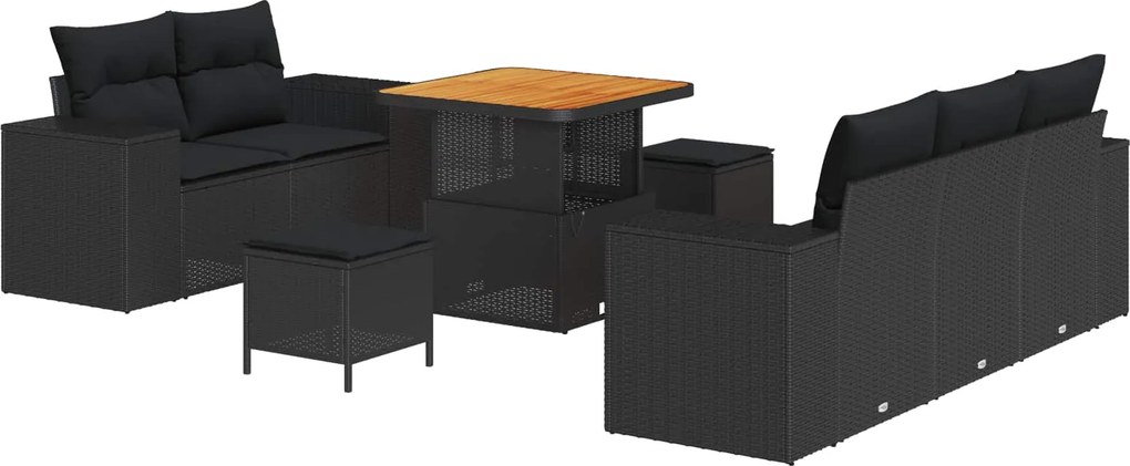 vidaXL Set de canapele pentru grădină 8 pcs Negru poliratan