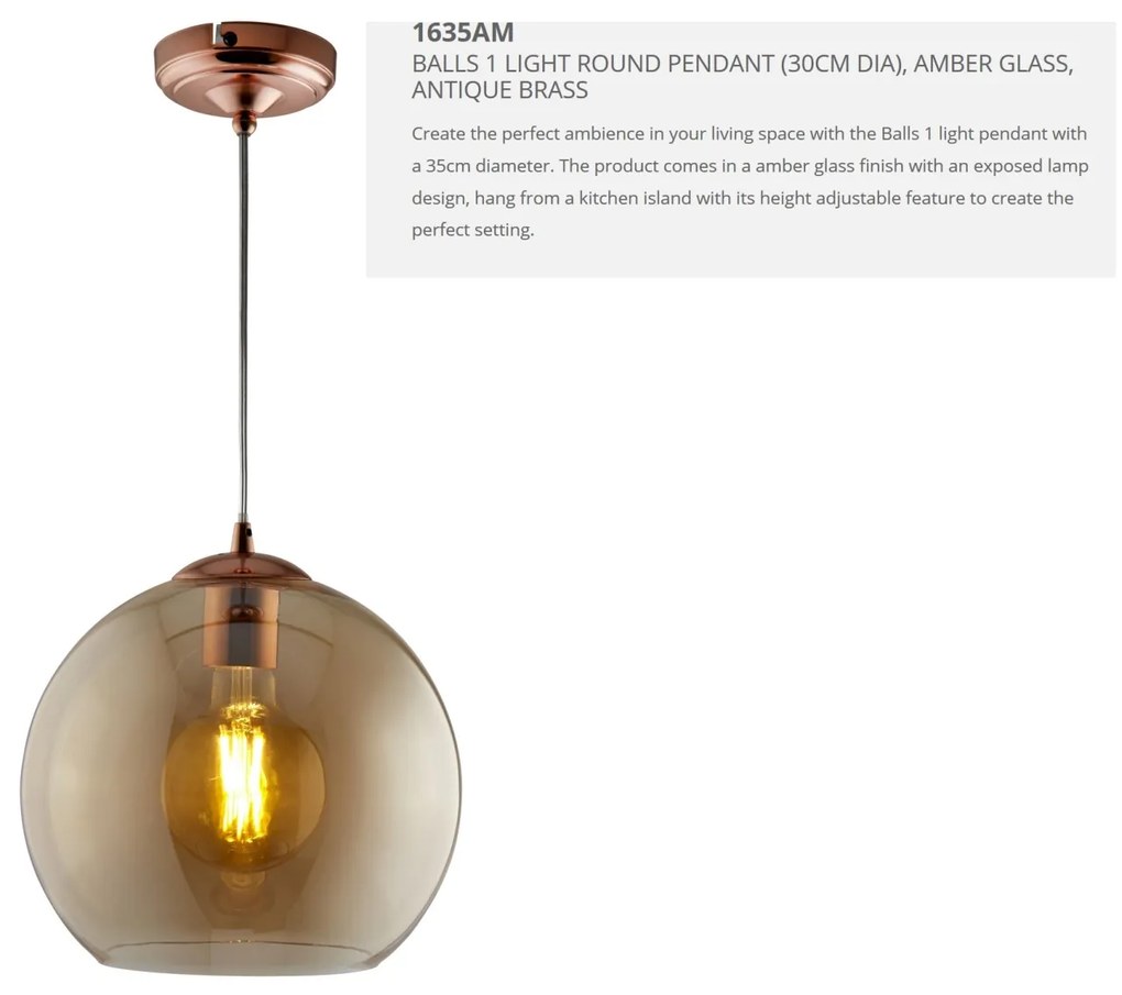 Lustra / Pendul design modern 35cm Balls chihlimbar 1635AM SRT