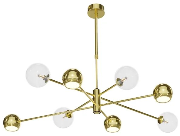 Lustră pe tijă Jupiter 1970 MOKA 4xGU10/10W/230V + 4xG9/10W/230V auriu/transparent