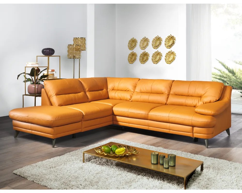 colţar, piele Pampas Amber M9030, stânga, LIBERA NEW