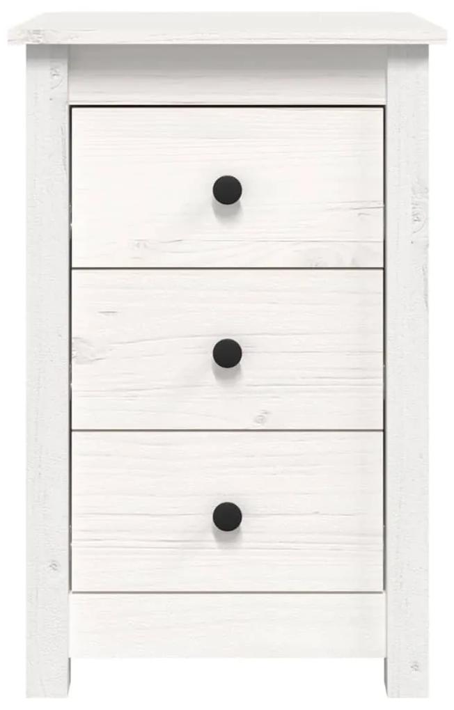 Noptiere, 2 buc., alb, 40x35x61,5 cm, lemn masiv de pin 2, Alb