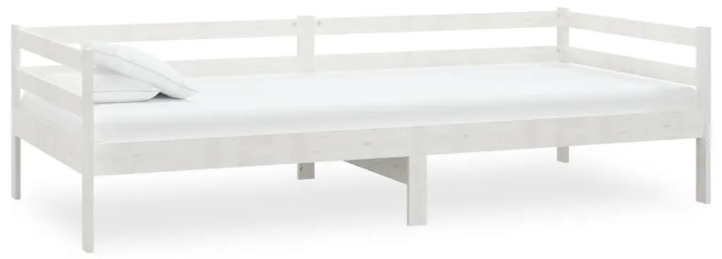 833076 vidaXL Pat de zi, alb, 90x200 cm, lemn masiv de pin