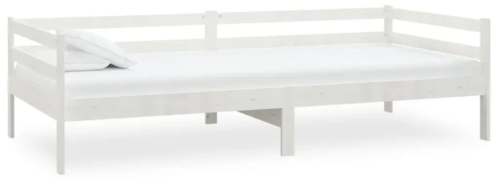 833076 vidaXL Pat de zi fără saltea, alb, 90x200 cm, lemn masiv pin