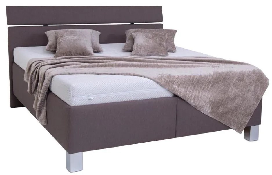 Pat tapițat ALIS 180x200 cm, cu spațiu de depozitare, fără saltea, maro