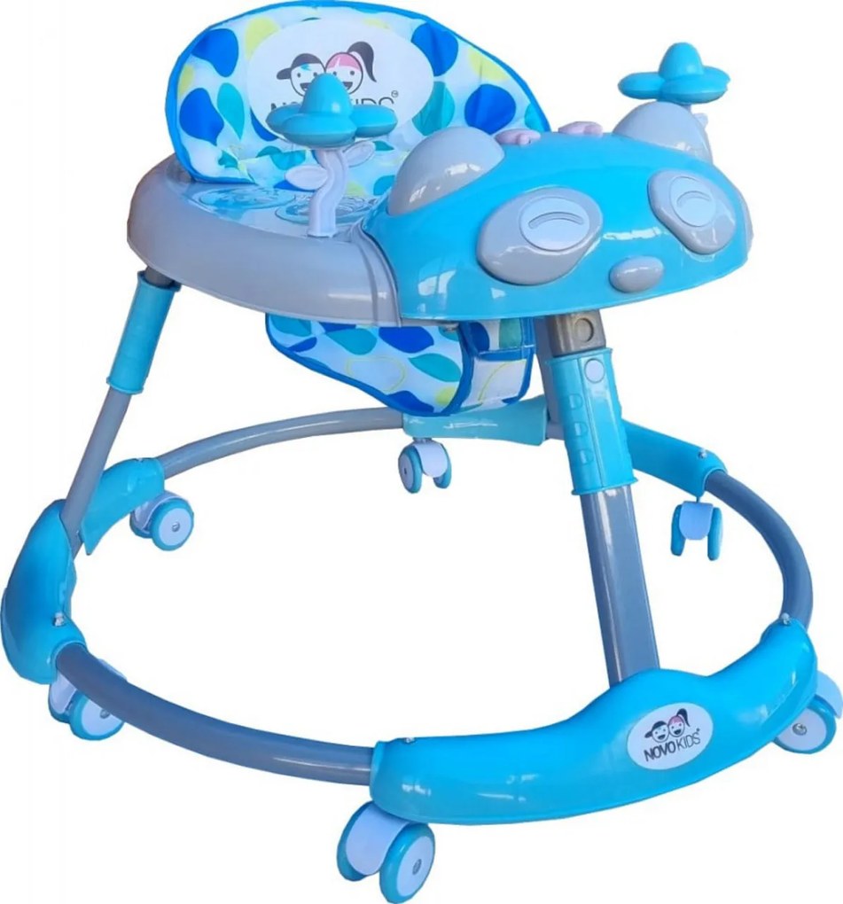 Premergator reglabil in 6 trepte de inaltime NOVOKIDS™ Baby Panda Walker, Cu melodii, Pliabil, Max 20 kg, Roti silentioase, Model Ursulet Panda,