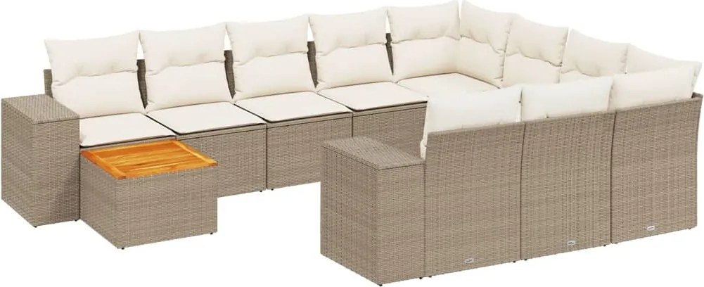 vidaXL Set canapele de grădină cu perne, 11 piese, bej, poliratan