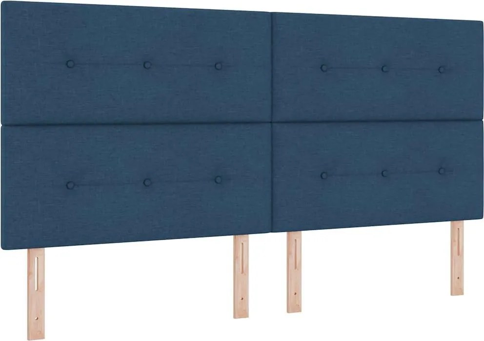 vidaXL Tăblie LED cu benzi LED cu headboard albastru 200 cm țesătură