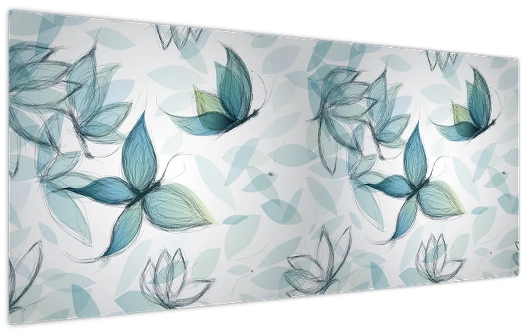Tablou - Fluturași albaștri (120x50 cm)