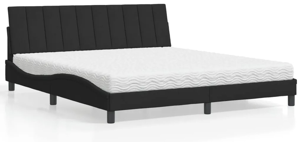 vidaXL Pat cu saltea, negru, 180x200 cm, catifea