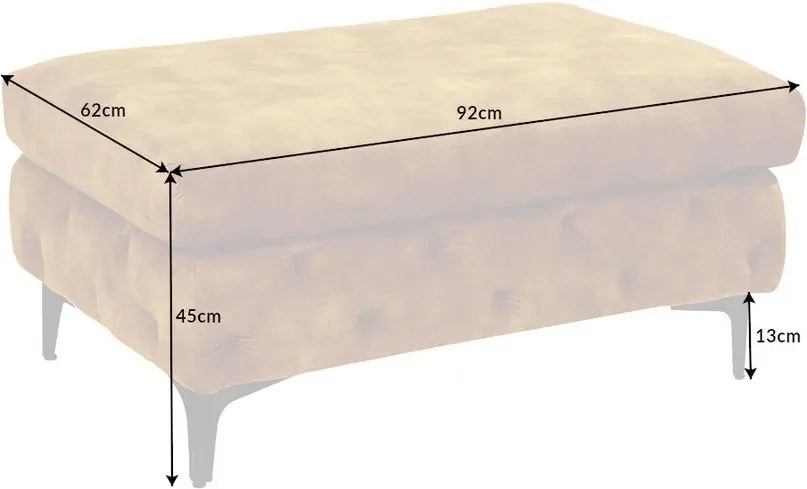 Taburete elegant stil Chesterfield, Catifea, Galben Mustar, MODERN BAROCK 90cm A-44395 VC