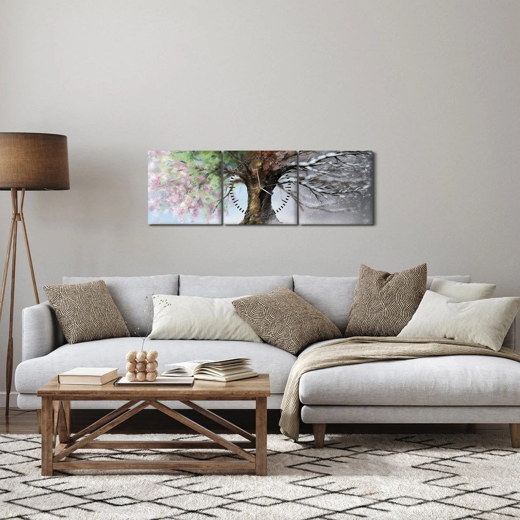 Tablou - Arborele celor patru anotimpuri (cu ceas) (90x30 cm)