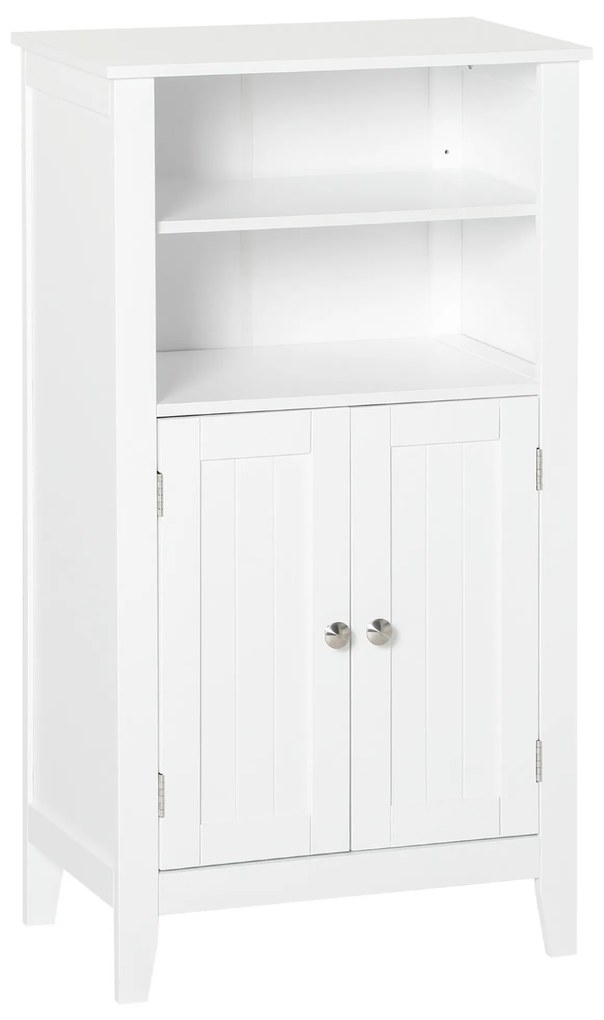 Kleankin Dulap Baie cu Rafturi Reglabile, Design Rezistent la Umiditate și Anti-Inclinare, 50x30x93 cm, Alb | Aosom Romania