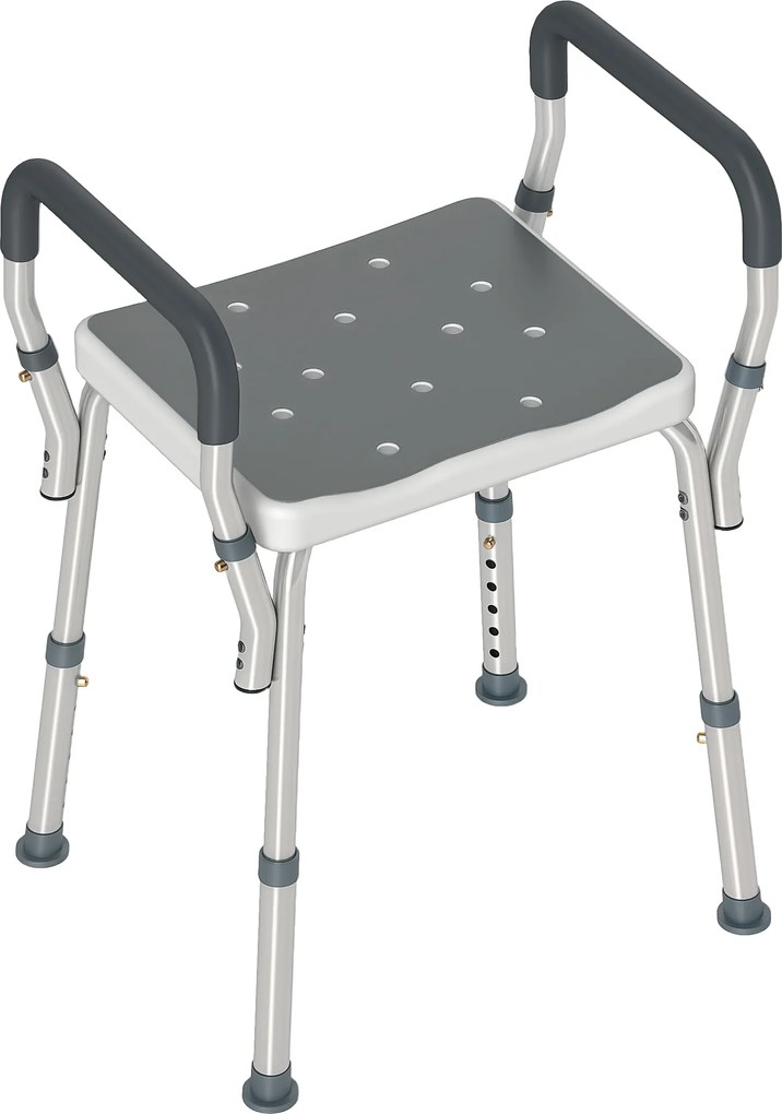 HOMCOM Scaun Reglabil de Duș cu Mânere, Multicolor | Aosom Romania