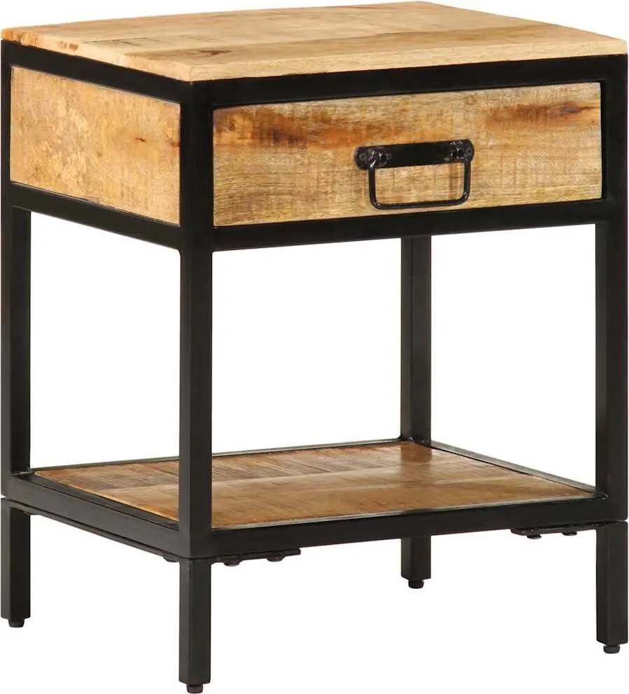 vidaXL Noptieră Maro 40 x 35 x 50 cm Lemn de mango masiv și metal