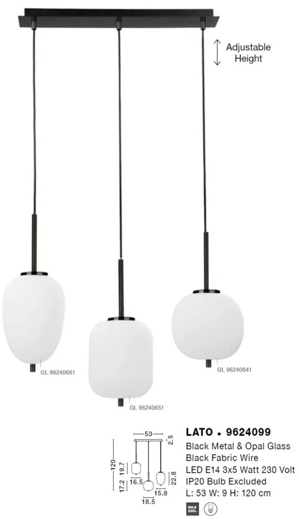 Lustra suspendata design modern LATO 3L