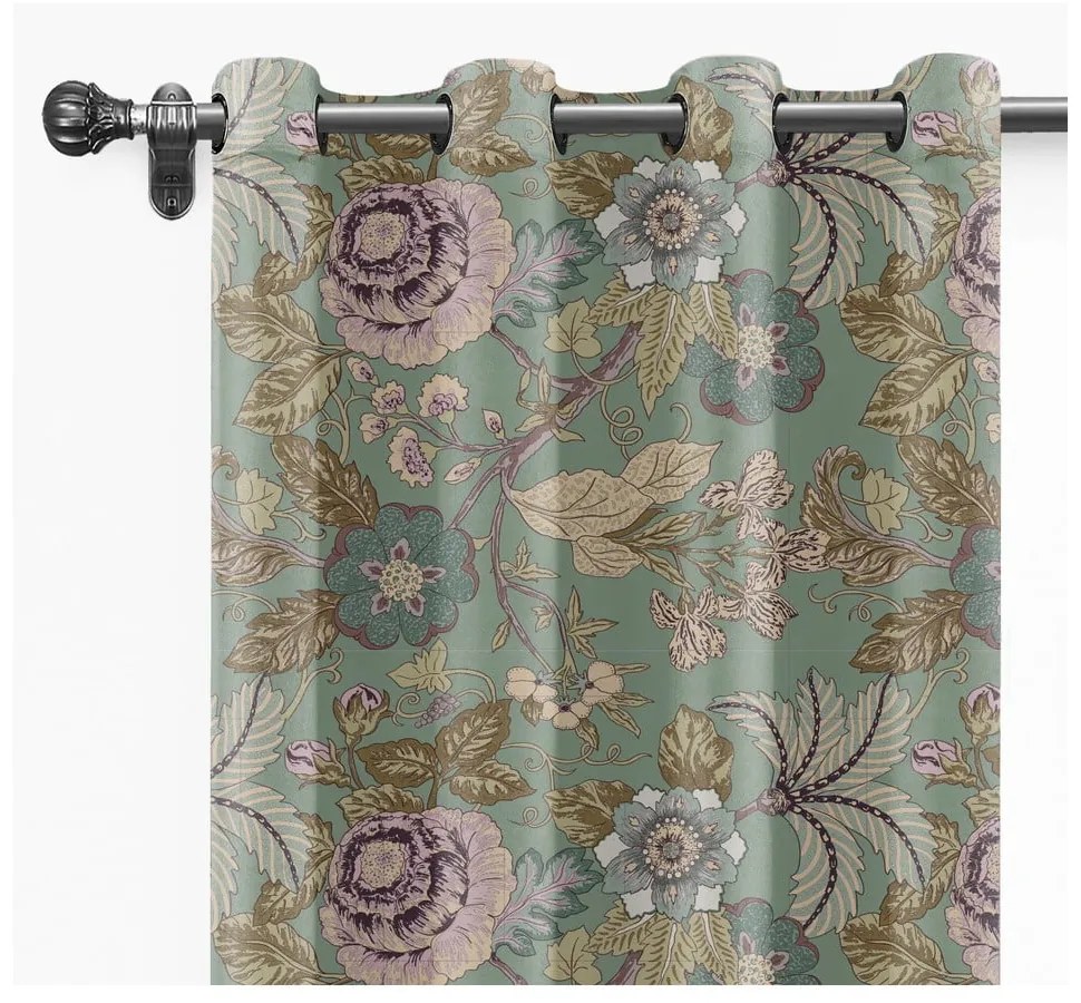 Draperie Velvet Atelier Japanese Flowers, 245 x 140 cm, verde