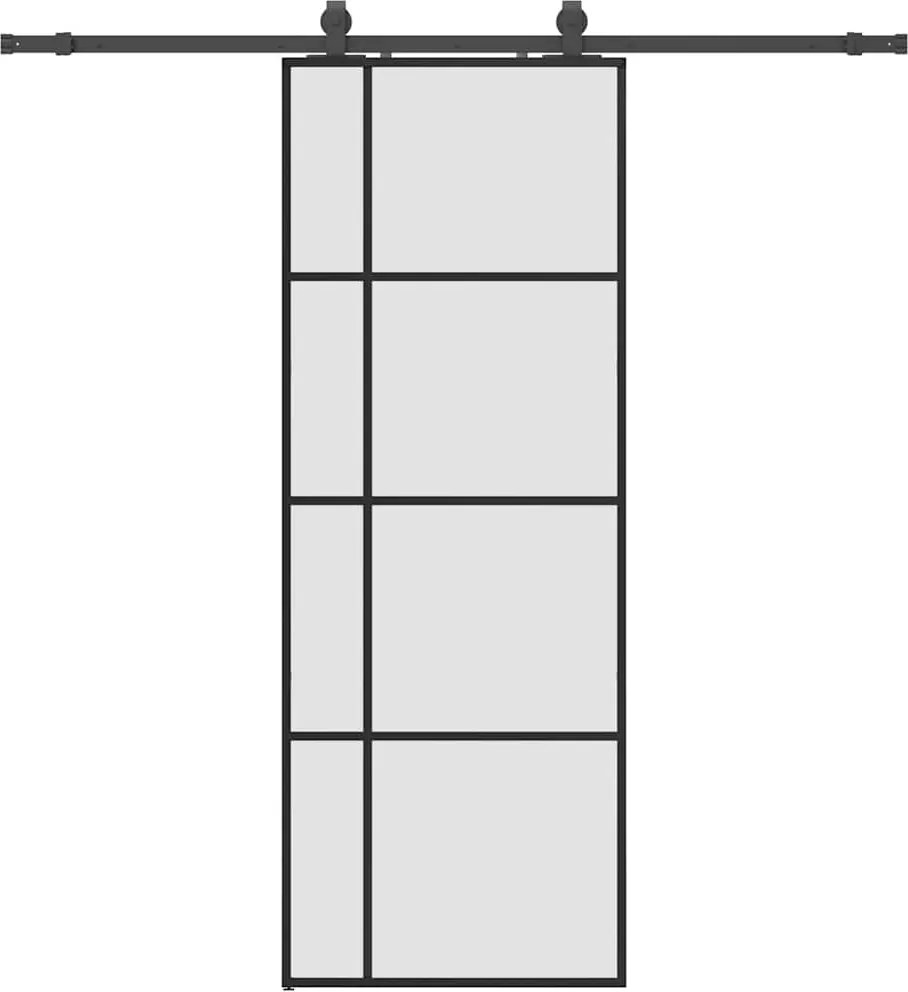 vidaXL Ușă glisantă cu set de feronerie neagră 76x205 cm Sticlă ESG