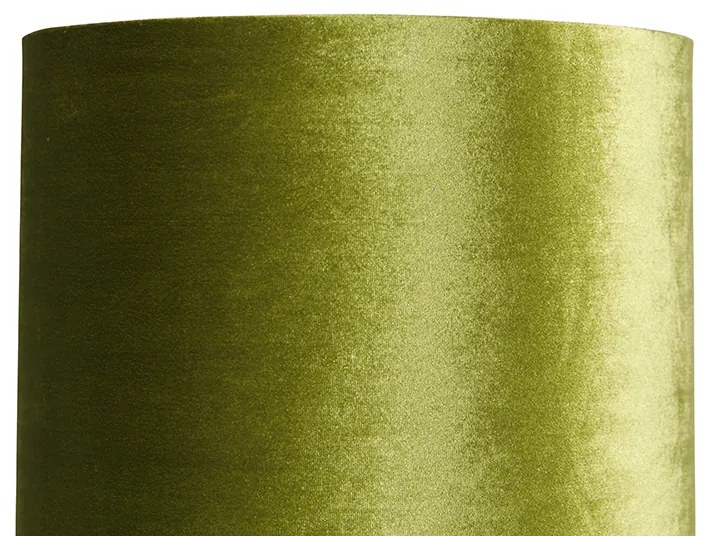 Lampă de podea design nuanță de catifea neagră verde cu auriu - Bogat