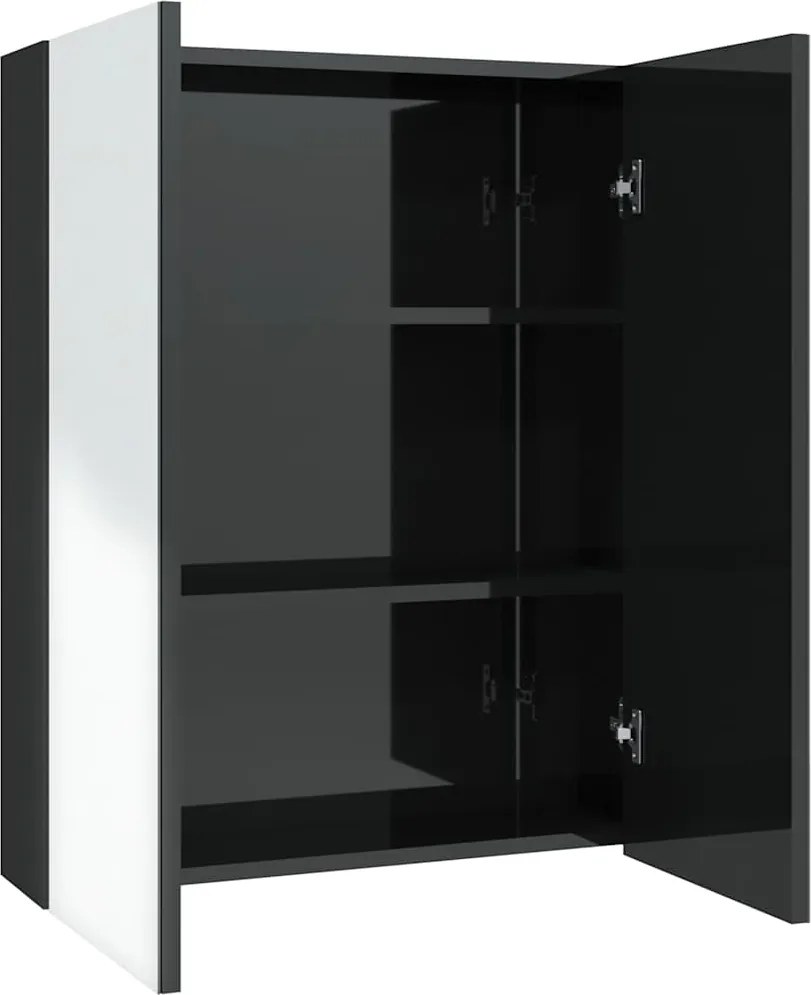 vidaXL Dulap de baie cu oglindă, negru strălucitor, 60x15x75 cm, MDF