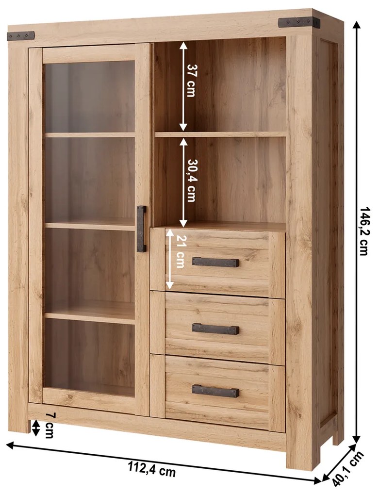 Comoda MORATIZ 1W3S, stejar wotan