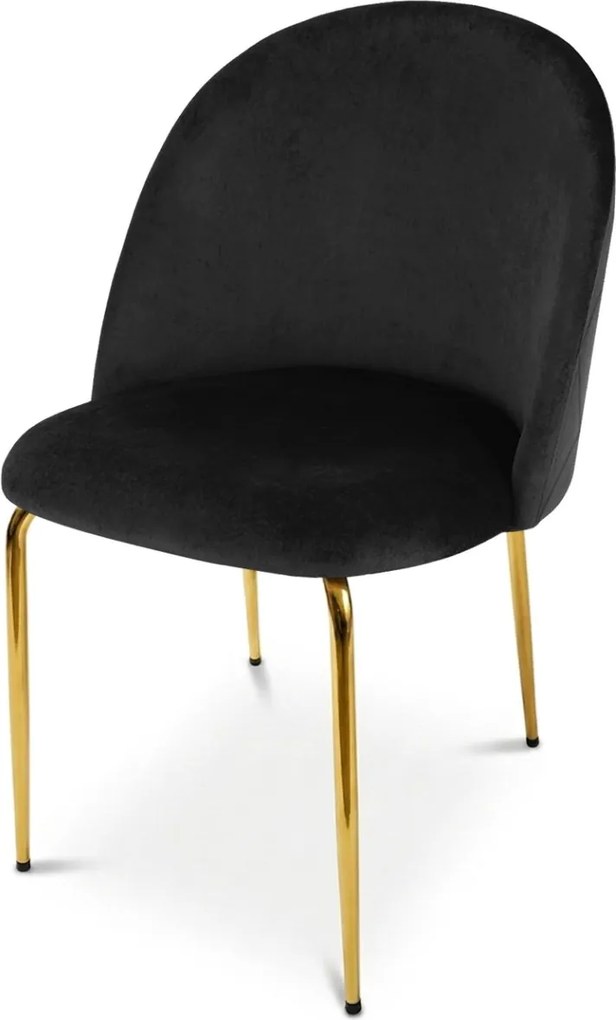 Scaun de dining INCA VELVET cu picioare aurii, negru