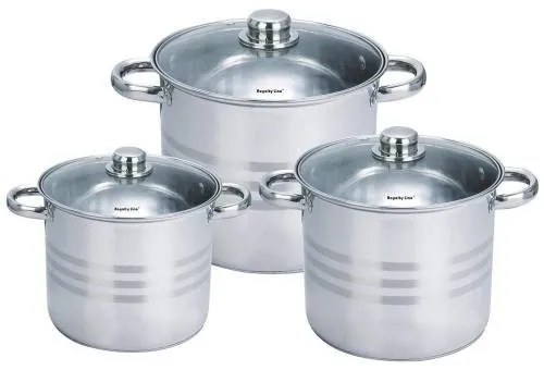 Set 3 oale inox cu capac 8.8 litri, 10.6 litri. 12.6 litri -Royalty Line RL-SP3