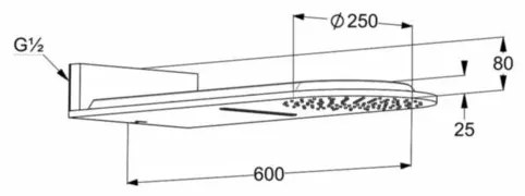 Palarie de dus montare pe perete Kludi A-QA Rain 250 mm 2 jeturi crom