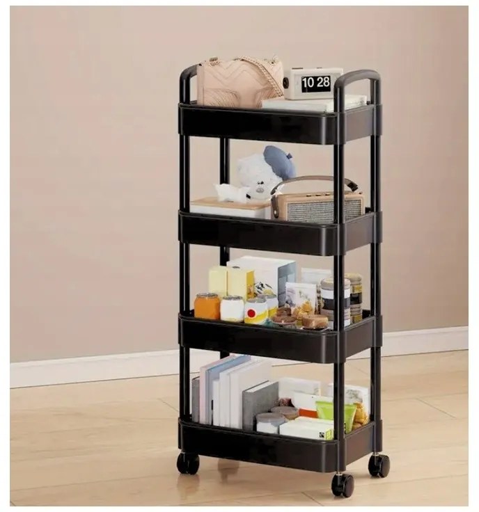 Raft pe rotile POZIO 37x22x95 cm negru