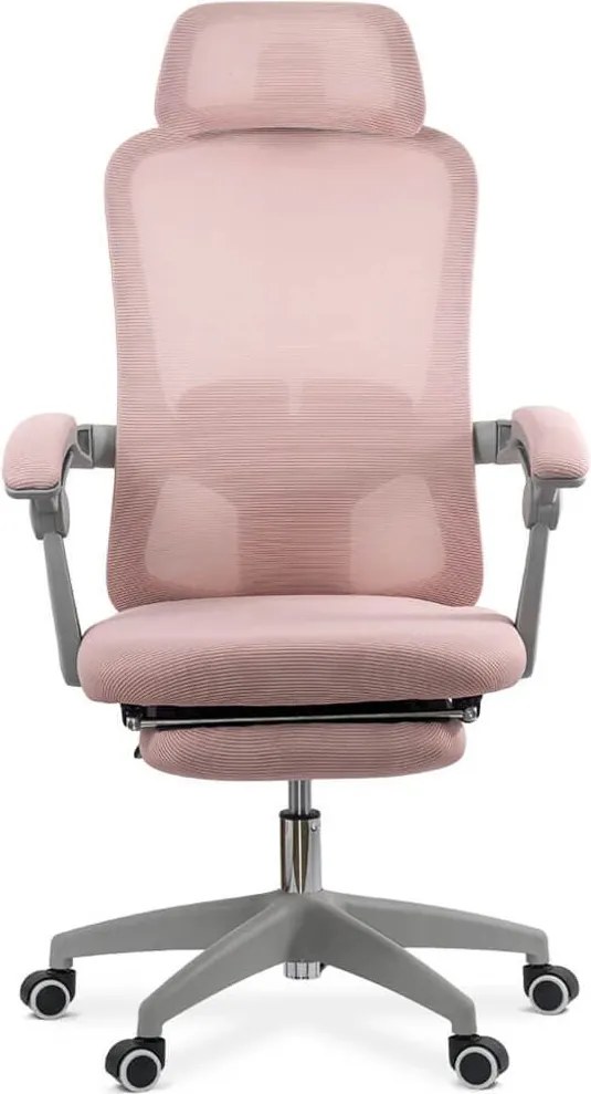Scaun ergonomic OFF 430 roz, spătar mesh și reglaj pe înălțime