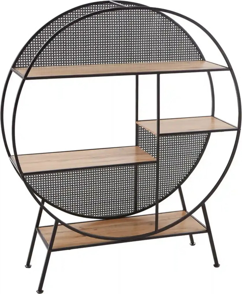 Biblioteca LEON, negru/stejar, 110x33x131 cm