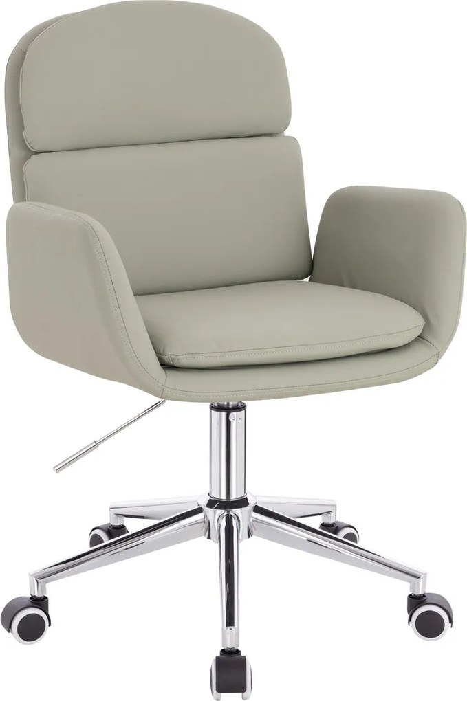 HR480K Scaun Culoarea Inului Piele Ecologica Premium Soft cu Bază Cromata