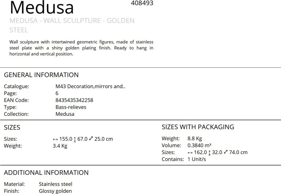 Decoratiune de perete XXL design lux Medusa