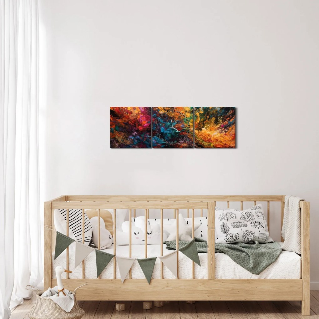Tablou - Abstracția culorilor II. (cu ceas) (90x30 cm)