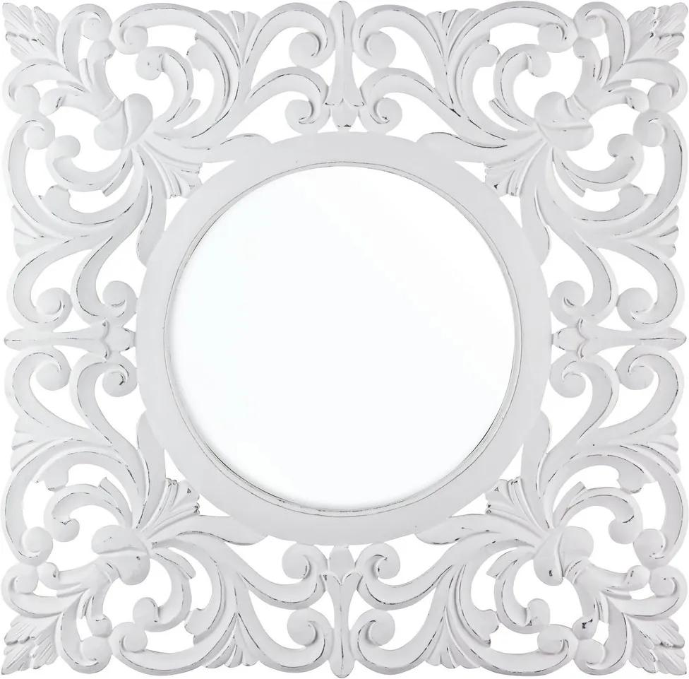 Oglinda decorativa perete cu rama lemn alb vintage Dalila 80 cm x 1.8 cm x 80 h