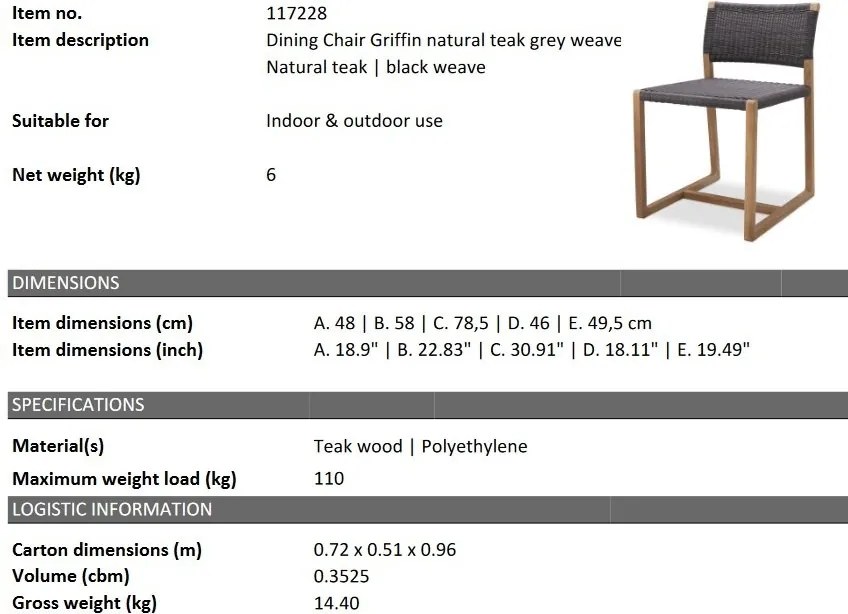 Scaun design natural pentru interior si exterior Griffin